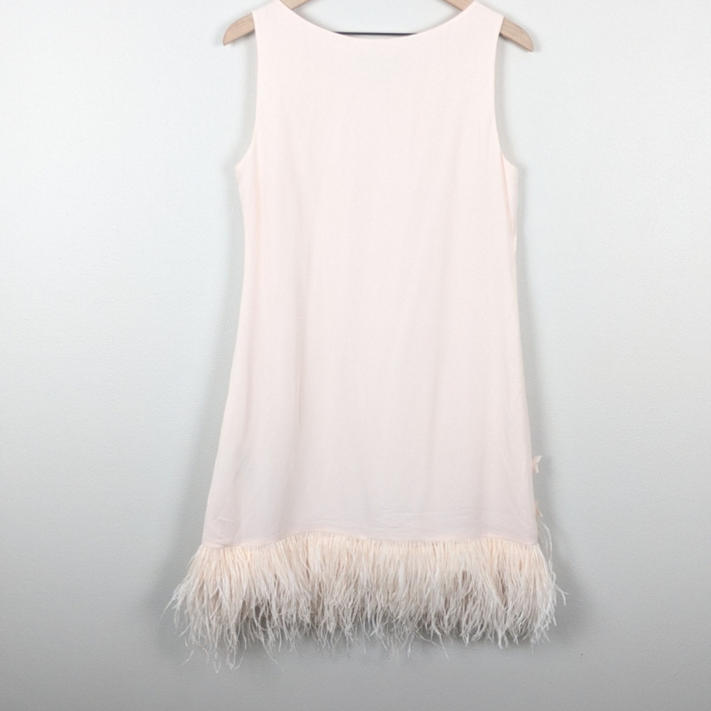 Jessica Simpson Crepe Dress Feather Hem 10 - Picture 5 of 11
